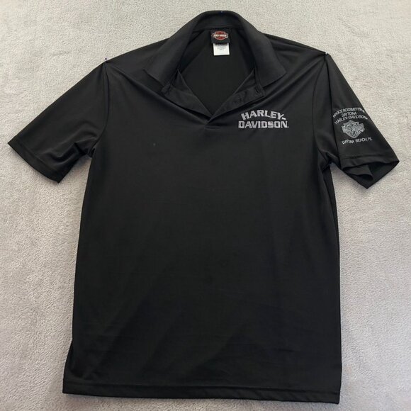 Harley-Davidson Mens Polo Shirt Large Black Bruce Rossmeyers Daytona Beac FL - Picture 11 of 12